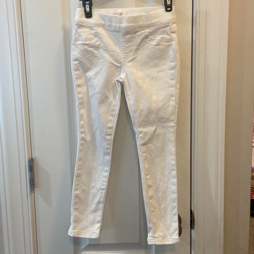 Vineyard Vines Girl White Jeggings 5T Adjustable waist band Back Pockets